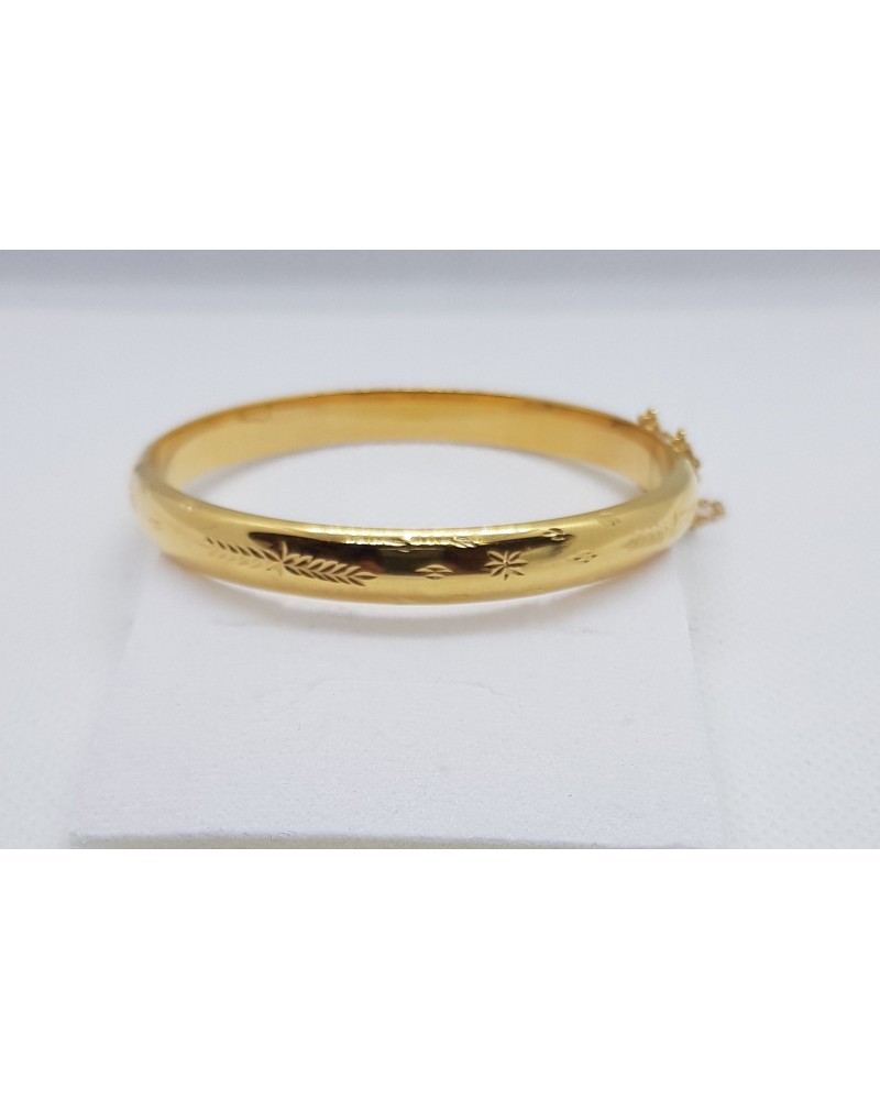 PULSERA ORO 18 KT. MEDIA CAÑA TALLADA, 15.63 GRMS.