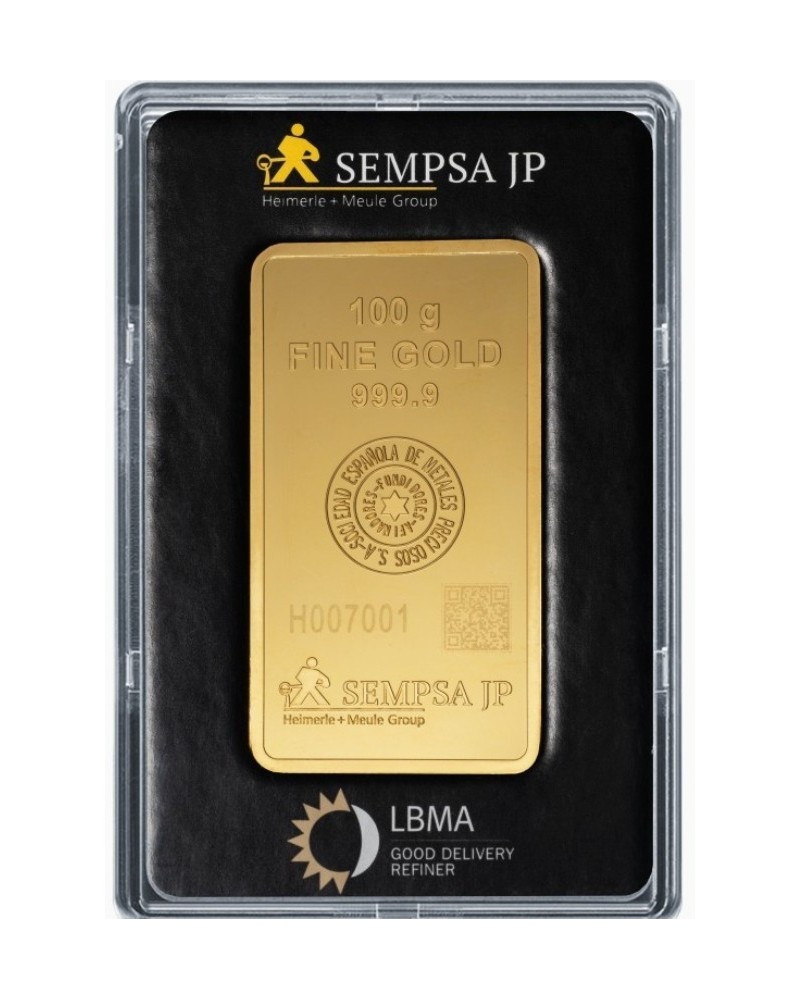 LINGOTE ORO PURO 999,9 MLMS. 100 GRMS.