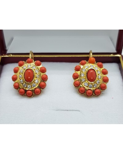 PENDIENTES ORO 18 KT. CORALES.